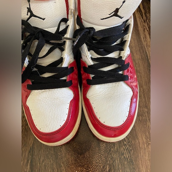 Jordan Red and White High-Top Sneakers - Picture 10 of 11